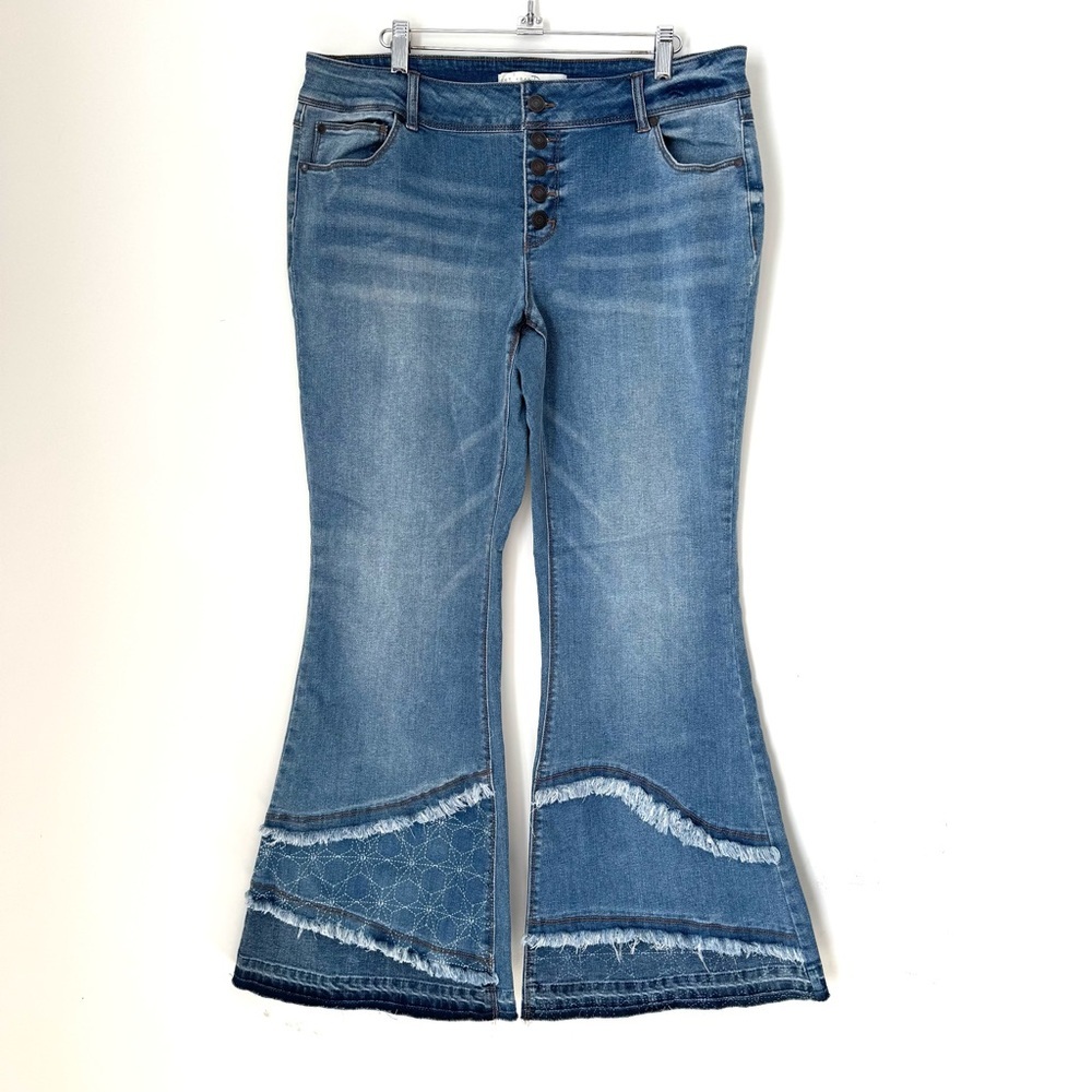EST. 1946 Denim flare Jeans patchwork Star print frayed hem